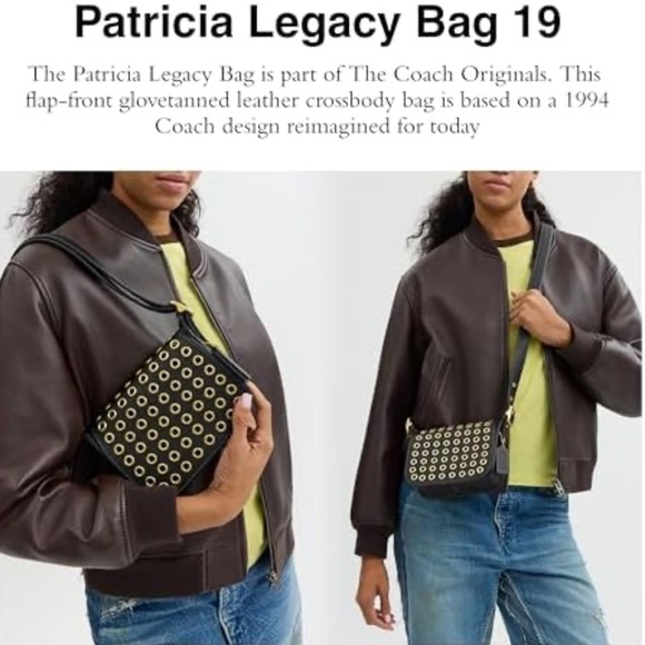 COACH π€π Originals Grommets Patricia Leather Legacy 19 shoulder bag purse new - Picture 11 of 12